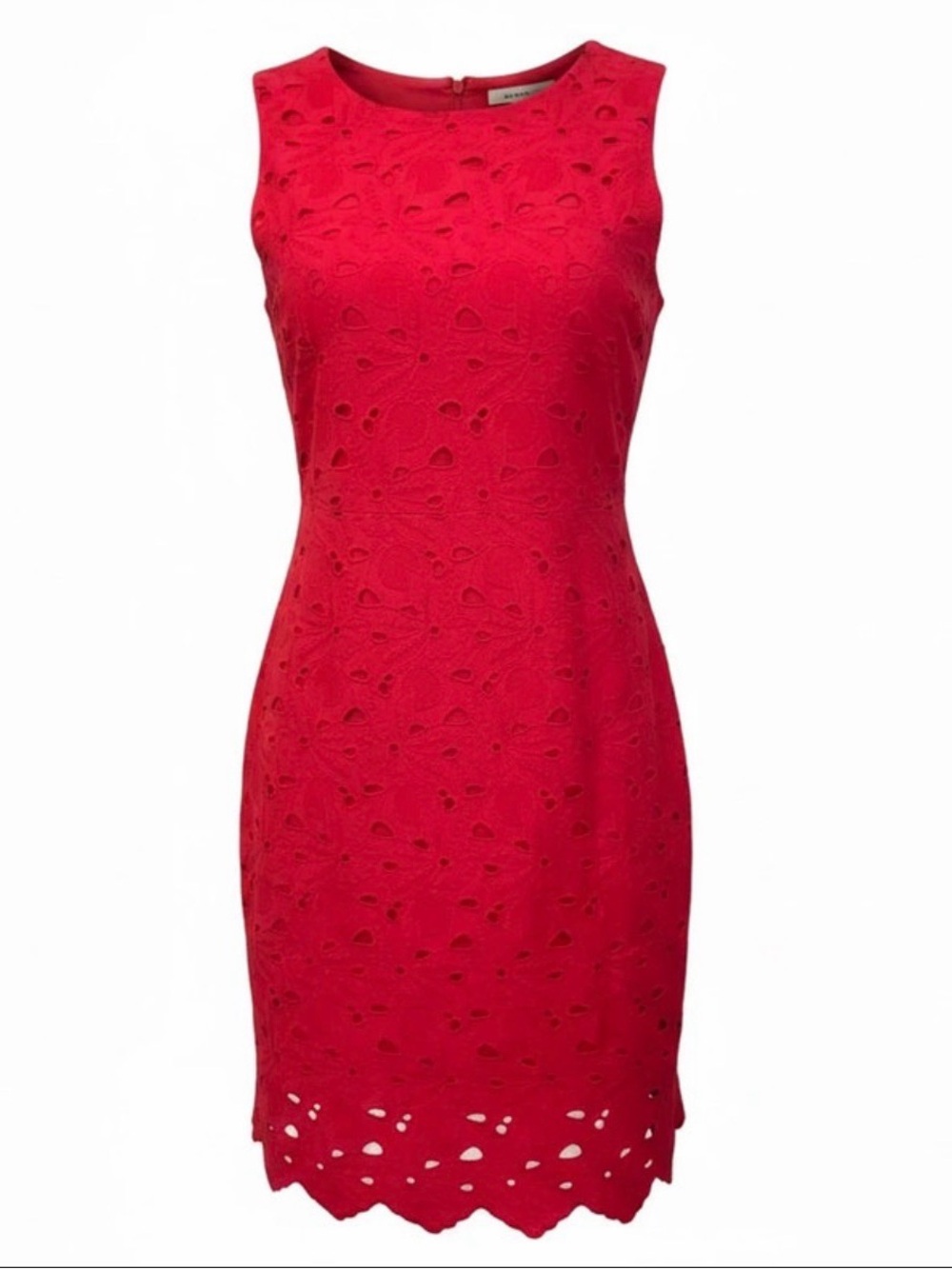 Red Sleeveless Lace Sheath Dress